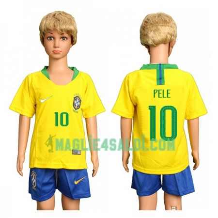 Maglia Brasile Pele 10 Bambino Prima Divisa Mondiali di Calcio 2018